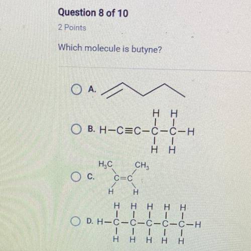 Which molecule is butyne?