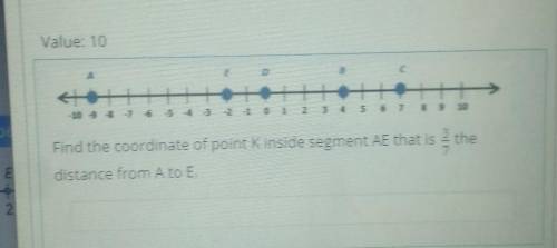 Find the coordinate of point k inside segment AE that is 3/7 the distance from A to E.