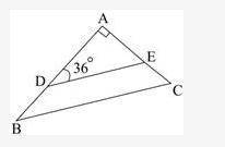 Triangle ABC is a right triangle. Point D is the midpoint of side AB, and point E is the midpoint o