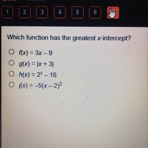 Which function has the greatest x-intercept