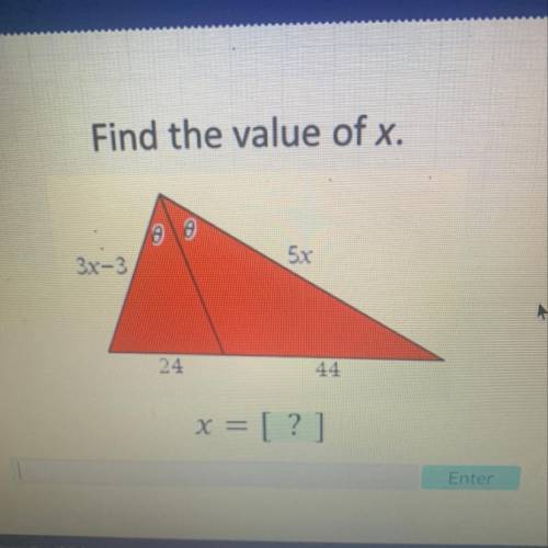 Find the value of x.
Please help me
