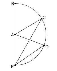 Points C and D divide the semicircle into three equal parts. Match the angles with their measures.
