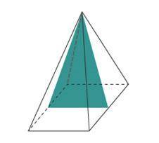 Uma pirâmide retangular foi cortada perpendicularmente à sua base e através do seu vértice. Qual é