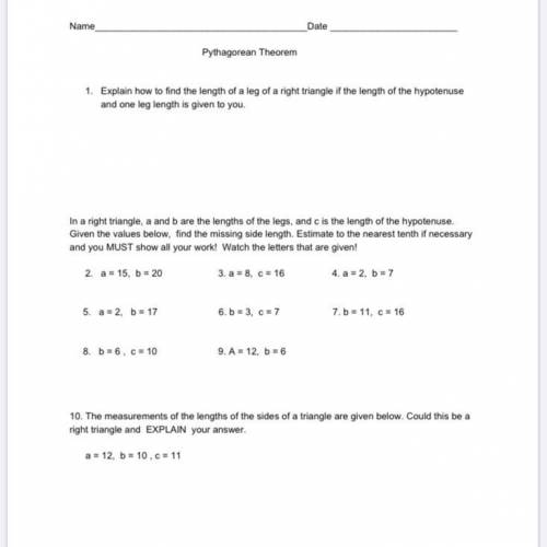 Okay pls need help Pythagorean theorem picture attached