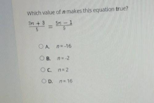 Which value of n makes this equation true?