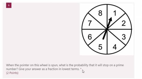 When the pointer on this wheel is spun, what is the probability that it will stop on a prime number