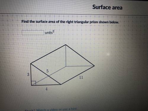 Find the surface area of the right triangular prism shown below.
