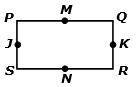 Rectangle PQRS is shown below. Points J, K, M, and N are the midpoints of their respective sides. A