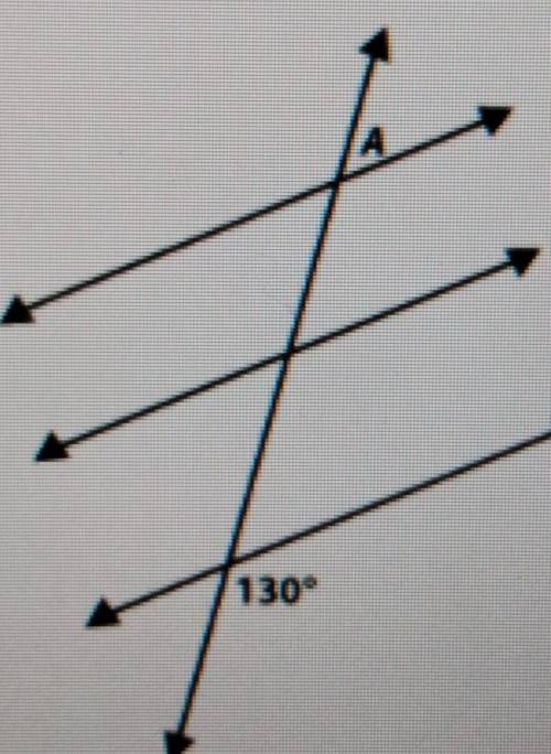 The picture shows three parallel lines cut by a transversal. Find the measure of angleA.