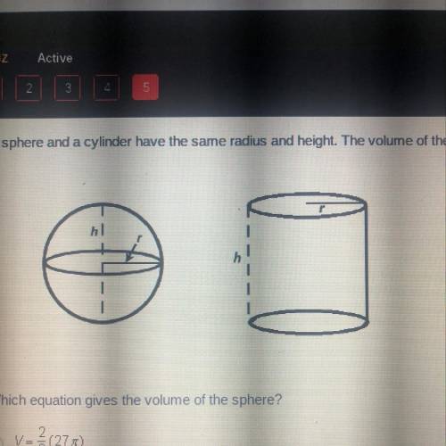 A sphere and a cylinder have the same radius and height. The volume of the cylinder is 27pie ft.