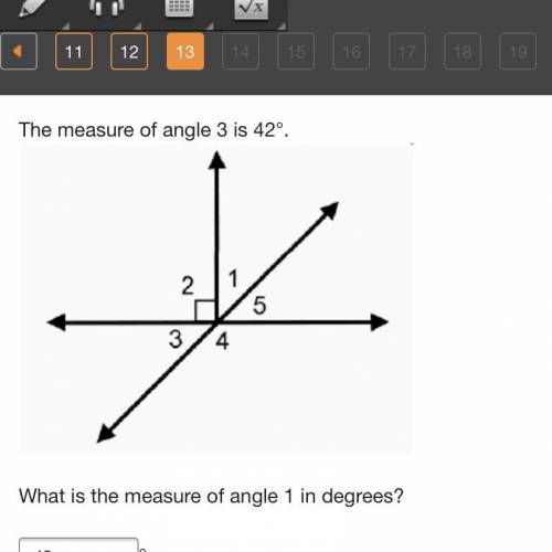 The measure of angle 3 is 42°.
What is the measure of angle 1 in degrees?
