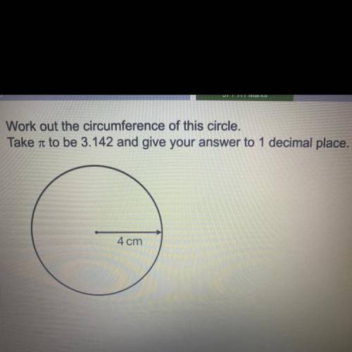 Work out the circumference of the circle 
(See picture)