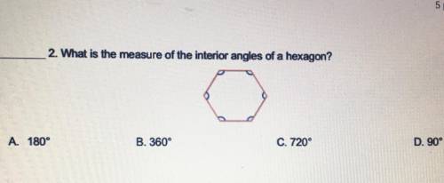 What is the measurement of the interior angles of a hexagon?