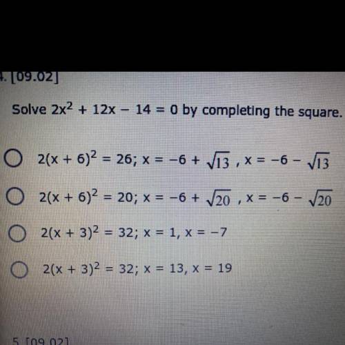 2x^2+12x-14=0 by completing the square