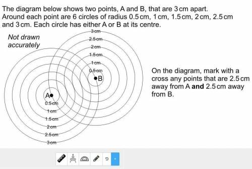 the diagram below shows two points,A and B that are 3 cm apart, Around each points are 6 circles of