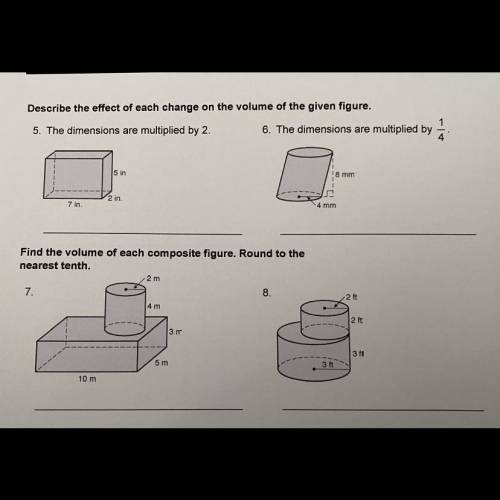 Find the volumes of the cylinders and prisms.... please help!!