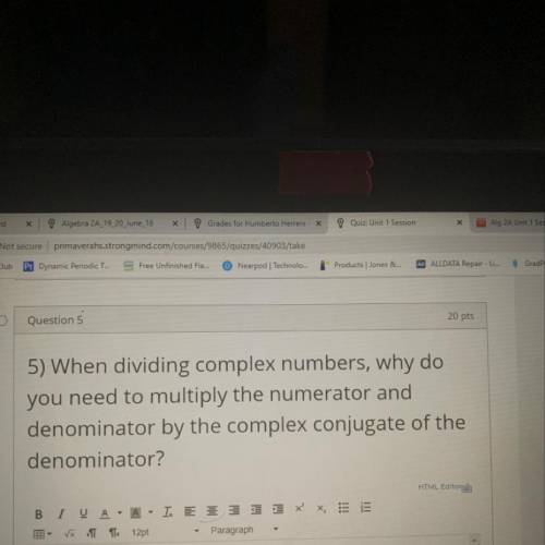 When dividing complex numbers, why do

you need to multiply the numerator and
denominator by the c