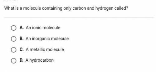 What is a molecule containing only carbon and hydrogen called?