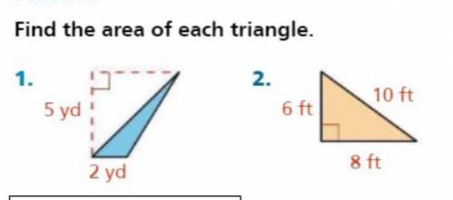 Find the area of each triangle please help ASAP PLS!
