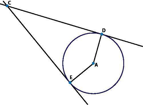 Lines CD and CE are tangent to circle a. If m∠DAE = 130°, what is the measure of ∠DCE? A. 230 B. 13