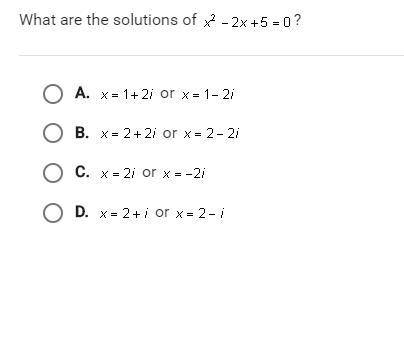 What are the solutions of x²-2x+5=0?
