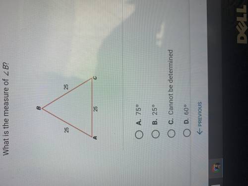 What is the measure of angle B?