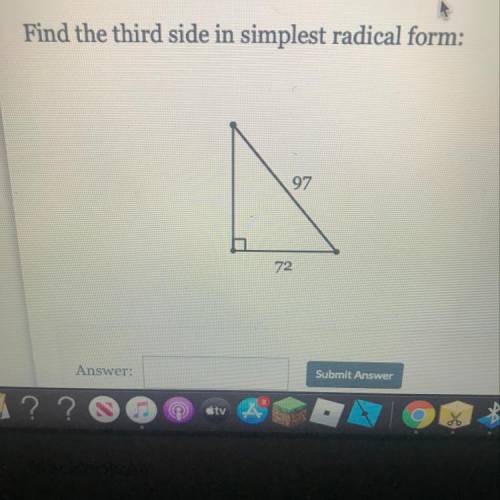 Find the third side in simplest 
can anybody help ?