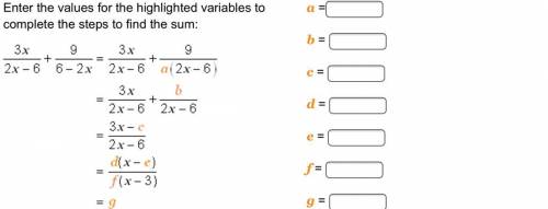 Enter the values for the high listed variables to complete the steps to find the sum