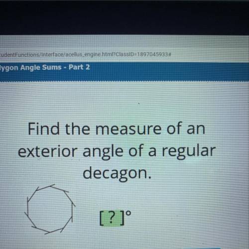 Find the measure of an exterior angle of a regular decagon