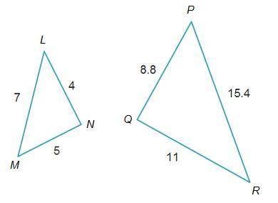 The two triangles below are similar. Which pair are corresponding sides?