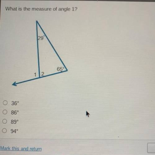 GIVING 45points What is the measure of angle 1?

129
65
12
36°
086°
0899
094°