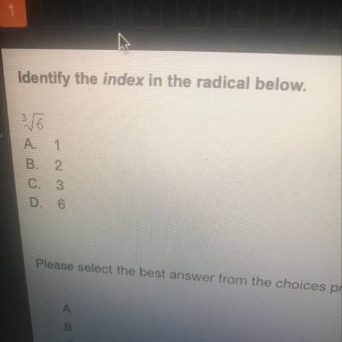 Identify the index in the radical below.