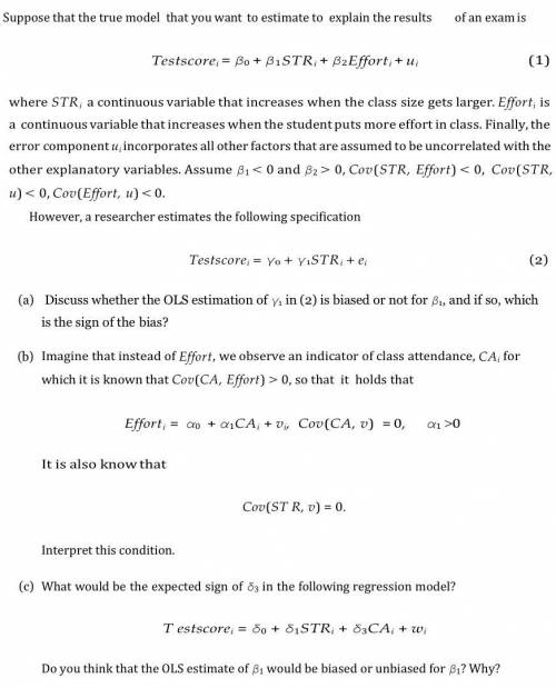 This is an econometric question. Please help me with it. Thank you!