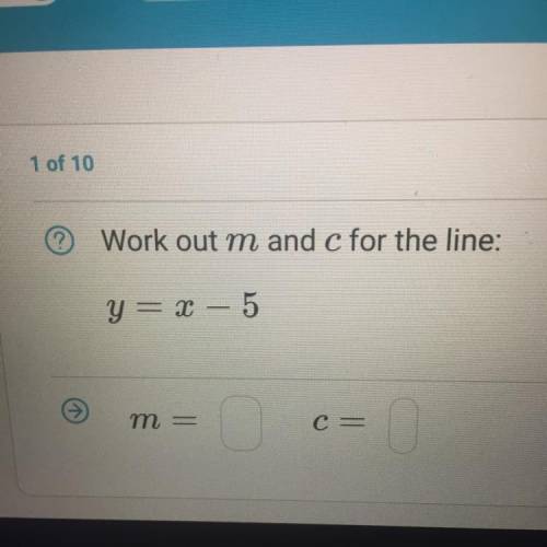 Work out m and c for the line?