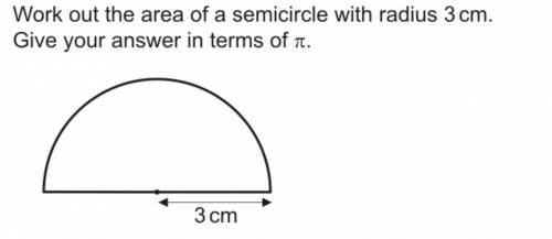 Area of a semicircle with a radius of 3
