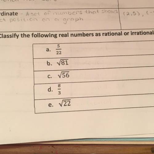 Classify the following real numbers as rational or irrational:
