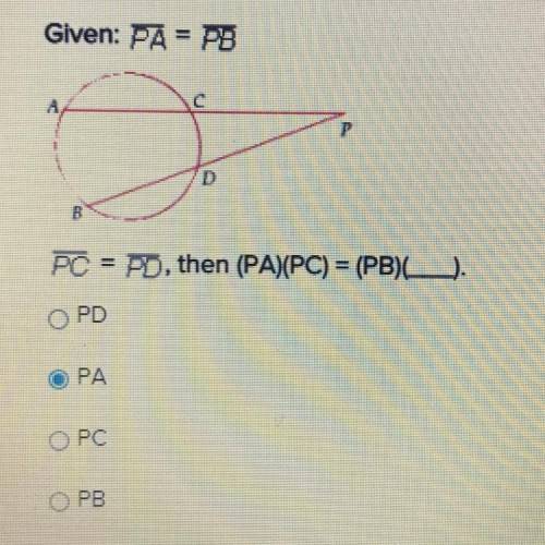 PC=PD then (PA)PC)=(PB)(___)