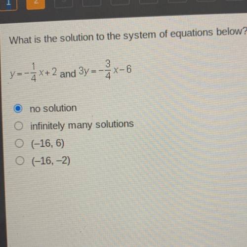 GIVING BRAIN AND 30pointsWhat is the solution to the system of equations below?

y=-3x+2 and 3y =-