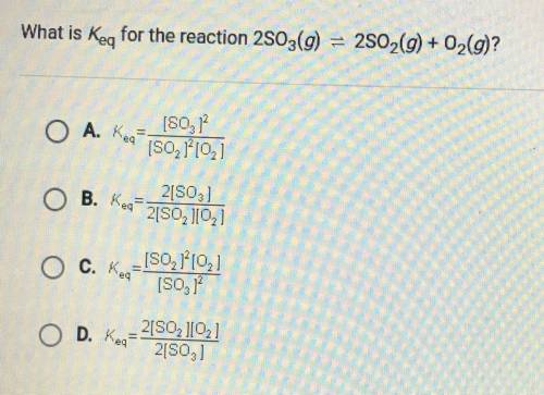 What is Key for the reaction 2503(9) = 2802(9) + O2(g)?