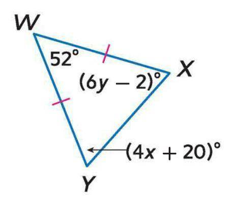 Angle X measures _____ degrees. Angle Y measures _____ degrees. The value of x is ______ degrees. T