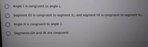Triangle GHI is dilated to create triangle JKL on a coordinate grid. You are given that angle H is