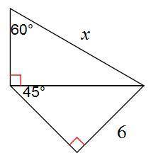 Find x A. 46–√ B. 32 C. 43–√ D. 6–√