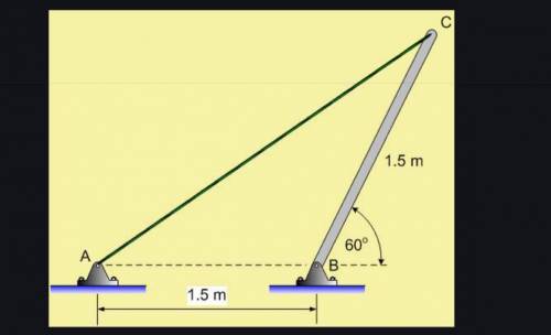 Find the fixing force in the cable AB and the reaction force at the support point O M = 18kg