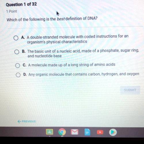Which of the following is the best definition of DNA