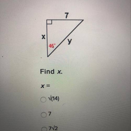7
х
45
Find x.
x=
V(14)
7
07/2