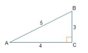 Triangle A B C is shown. Angle B C A is a right angle. The length of hypotenuse A B is 5, the lengt