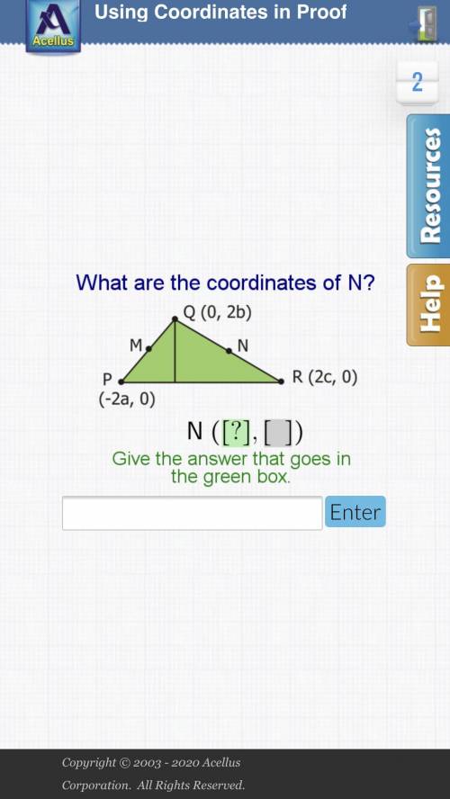 What are the coordinates of N?