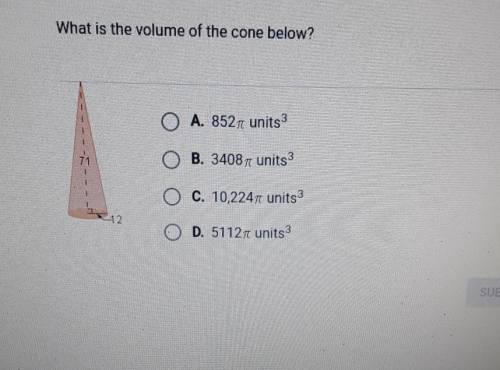 What is the volume of the cone below?
