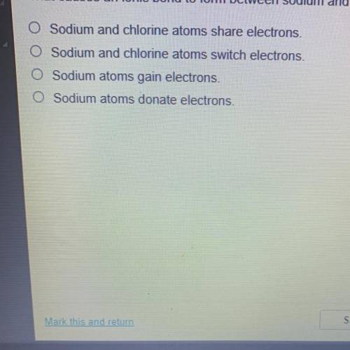 What causes an ionic bond to form between sodium and chlorine ?