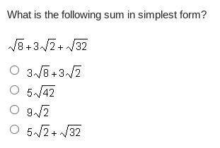 Which of the following sum in simplest form (radicals)